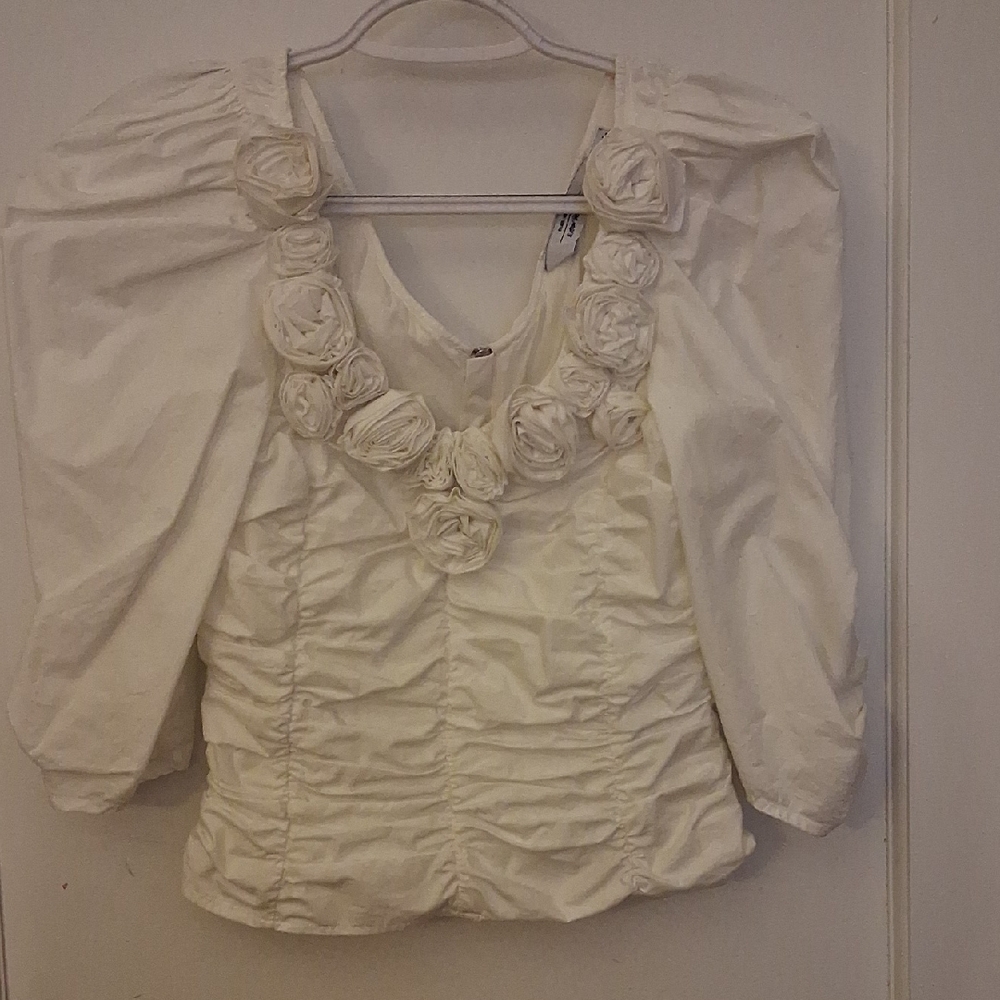 & Other Stories Cream Rosette Blouse